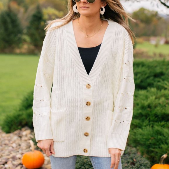 🆕 SUGARLAND CABLE KNIT SLEEVE CARDIGAN - Picture 2 of 7